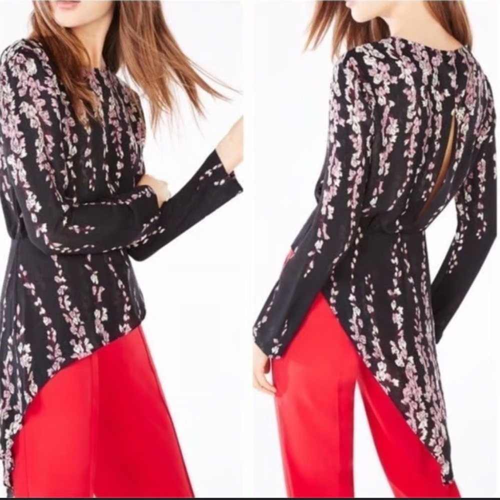 BCBGMaxAzria Black and Pink Floral blouse